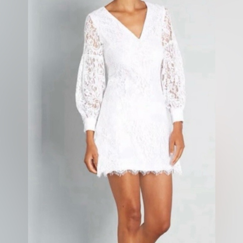 Little Mistress Mini Dress White Lace Long Sleeve Women's Size‎ 12 New With Tags
